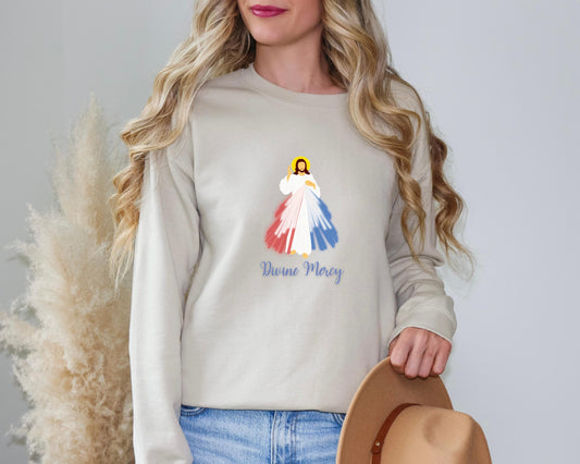 Divine Mercy Jesus Sweatshirt, Jesus I Trust in You Jumper, Catholic Crewneck, Unisex Christian Pullover, Catholic Gifts
