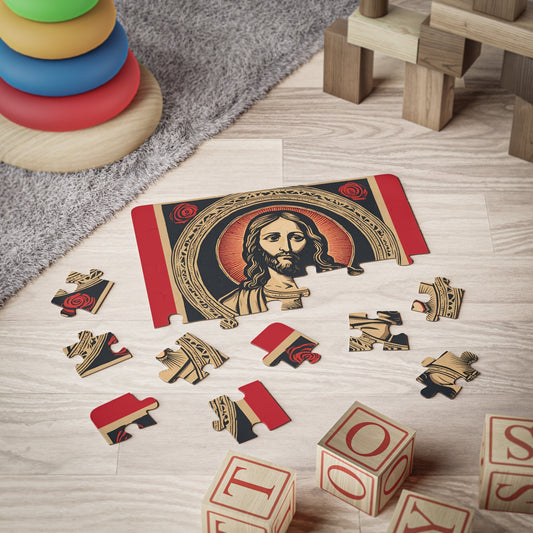Vintage Sacred Heart Kids Puzzle, 30-Piece Children Jigsaw Puzzle, Catholic Gifts for Toddlers, Wholesome Family Game