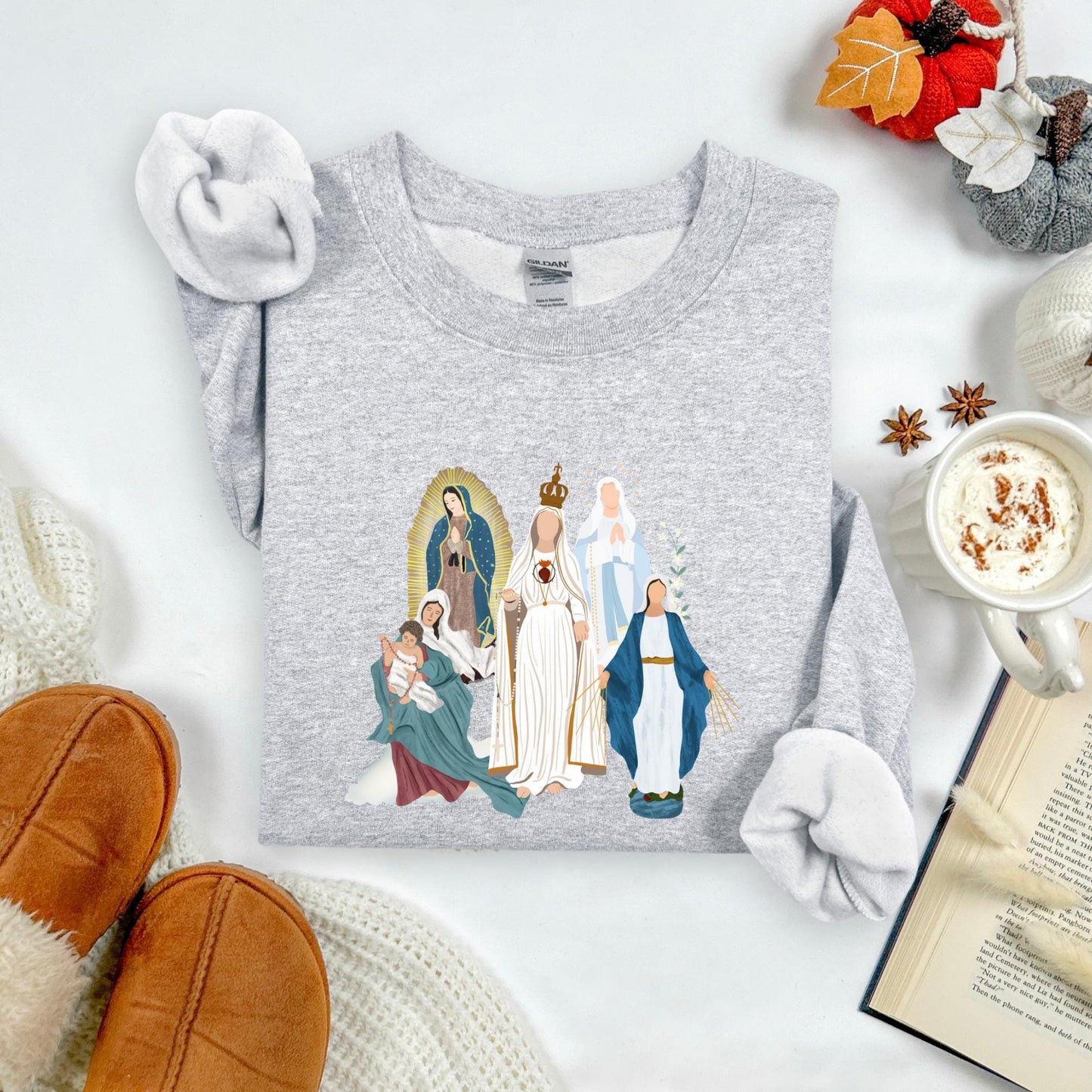 Blessed Virgin Mary Youth Sweatshirt, Catholic Marian Medley Kids Jumper, Our Lady of Guadalupe Apparel, Our Lady of Fatima, Catholic Gifts