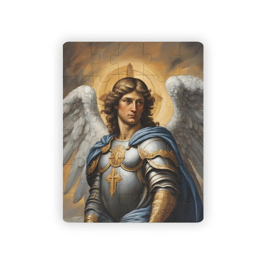 Saint Michael the Archangel Kids Puzzle, Religious Jigsaw Toy for Children, Catholic Gift, 30-Piece Educational Game, Christian Guardian