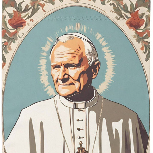Saint Yard Flag, Saint John Paul II Catholic Outdoor Decor, St JPII Garden Flag, Catholic Outdoor Pennant, Saint Yard Flag