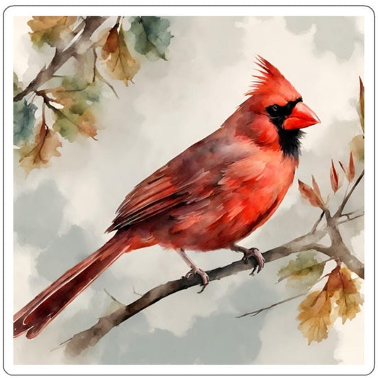 Cardinal Water Resistant Sticker, Durable and Weatherproof Sticker, Handmade Bird Sticker, Best Matte Finish Sticker, Bird Stickers