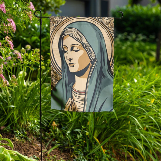 Virgin Mary Garden Flag, Blessed Mother Yard Decor, Mother of God Art, Catholic Prints, Marian Artwork, Home Decor, Catholic Outdoor Decor