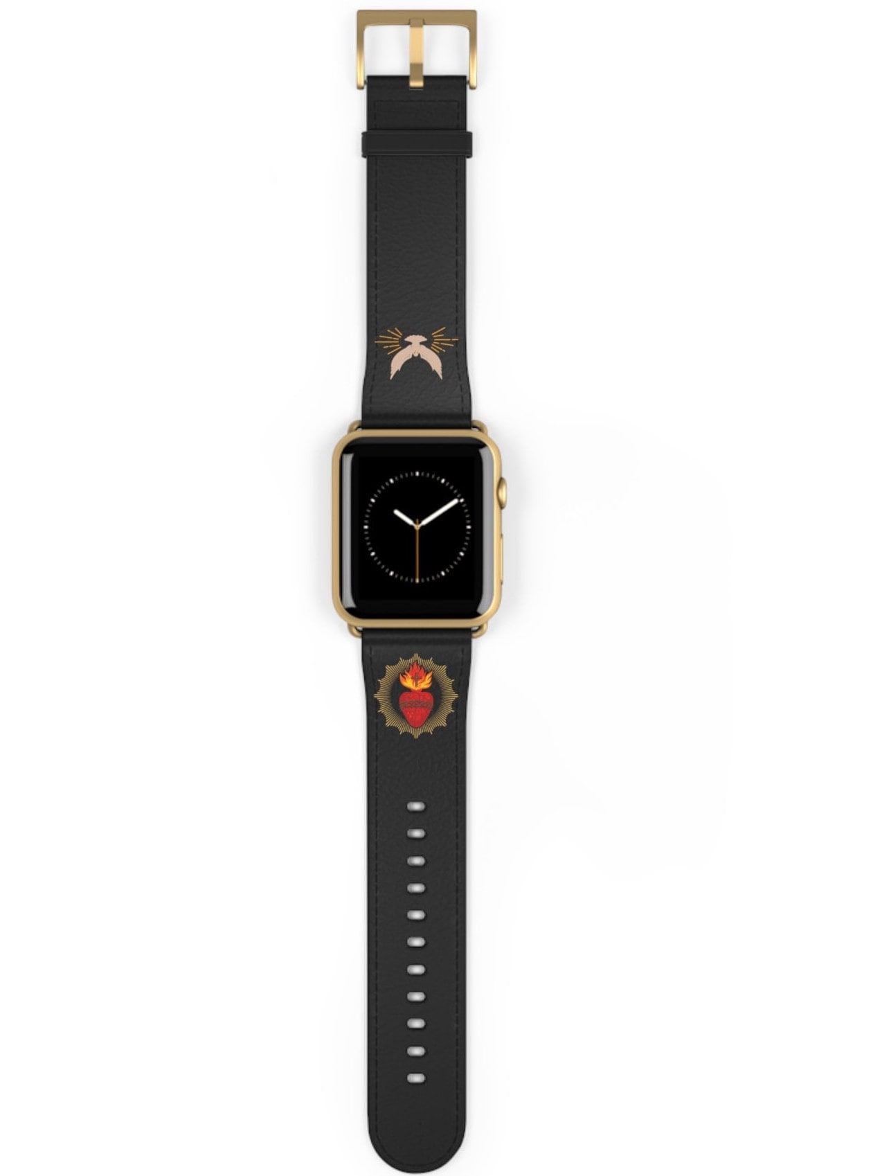 Black Sacred Heart AppleWatch Band Series 9/8/7/6/5/4/3/2/1/SE/Ultra, Apple WatchBand 38mm, Apple WatchBand 42mm, Catholic Gift