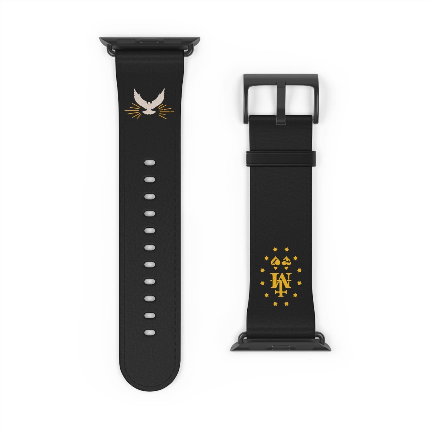Black Miraculous Medal AppleWatch Band Series 9/8/7/6/5/4/3/2/1/SE/Ultra, Apple WatchBand 38mm, Apple WatchBand 42mm, Catholic Gift