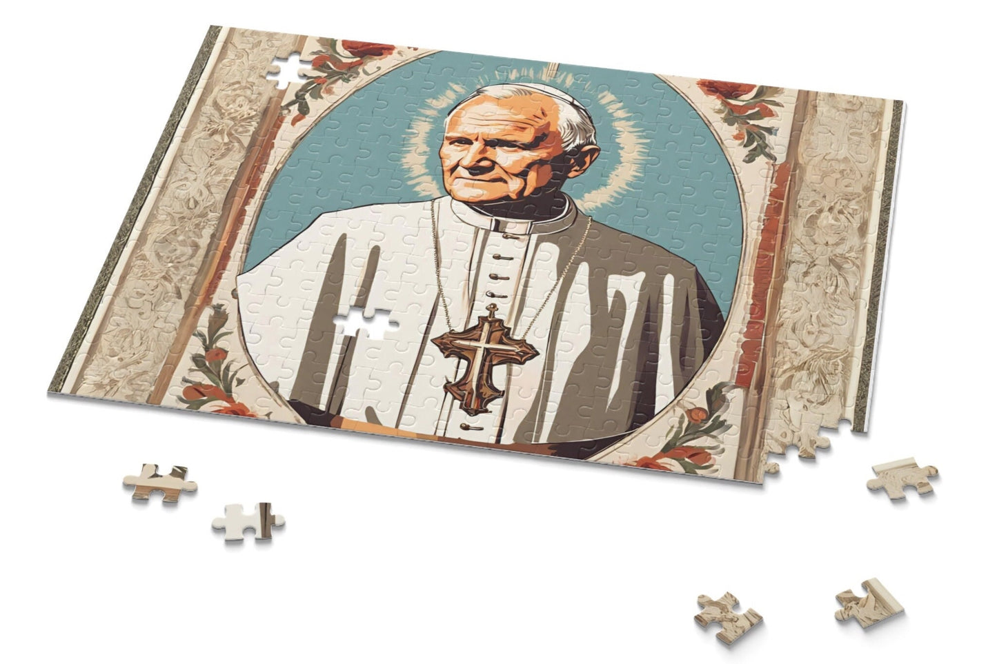Pope Saint John Paul II Puzzle, Catholic Family Games, Catholic Gifts for Kids, 120 or 252 Piece Jigsaw Puzzle