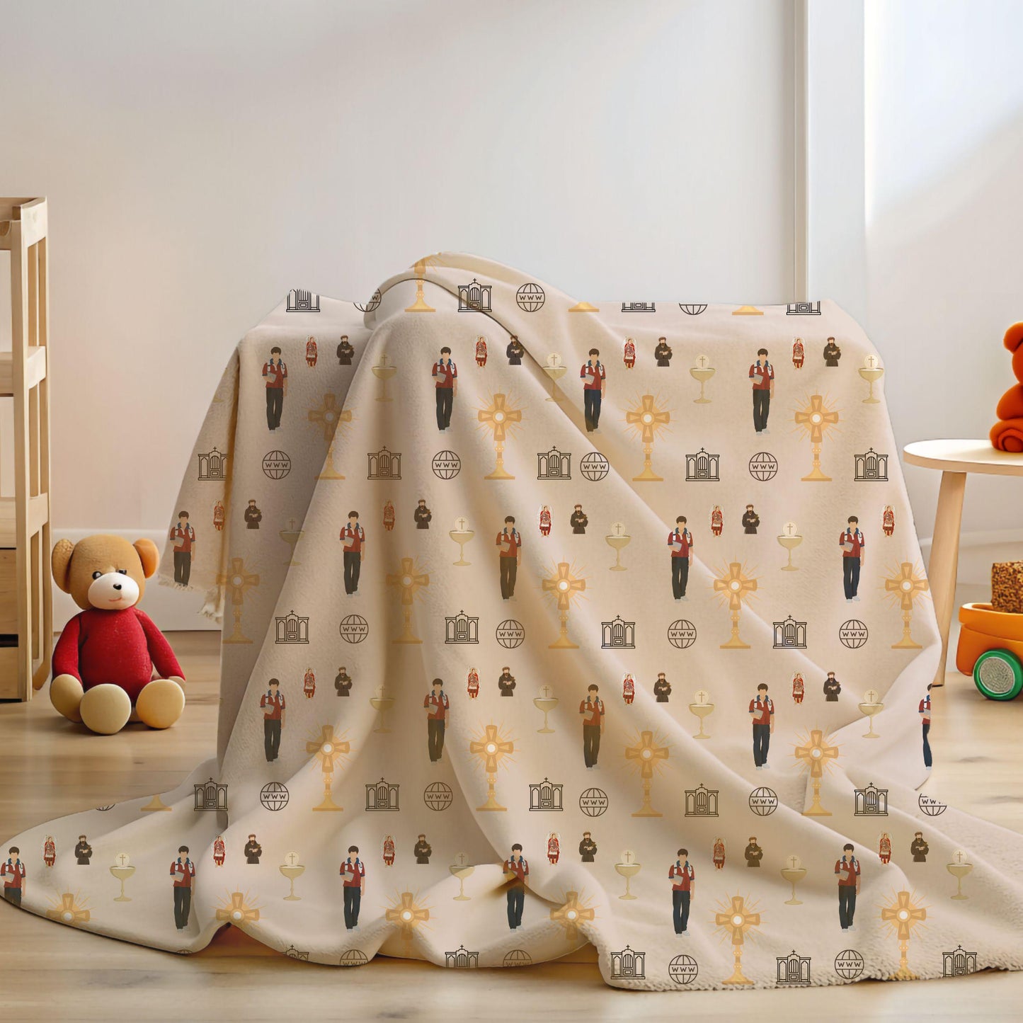 Blessed Carlo Acutis Blanket, Soft Winter Throw, Cozy Saints Blanket, Gift for Catholic Kids, Infant Wrap, Toddler Blanket