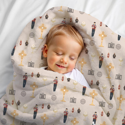 Blessed Carlo Acutis Blanket, Soft Winter Throw, Cozy Saints Blanket, Gift for Catholic Kids, Infant Wrap, Toddler Blanket