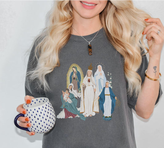 Virgin Mary Catholic T-Shirt, Comfort Colors Tee, Catholic Women Gifts, Marian Catholic T Shirt, Blessed Mother Top, Our Lady of Guadalupe