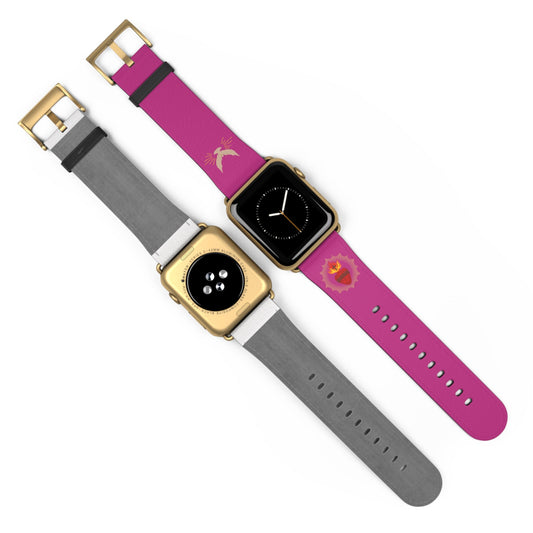 Pink Sacred Heart AppleWatch Band Series 9/8/7/6/5/4/3/2/1/SE/Ultra, Apple WatchBand 38mm, Apple WatchBand 42mm, Catholic Gift