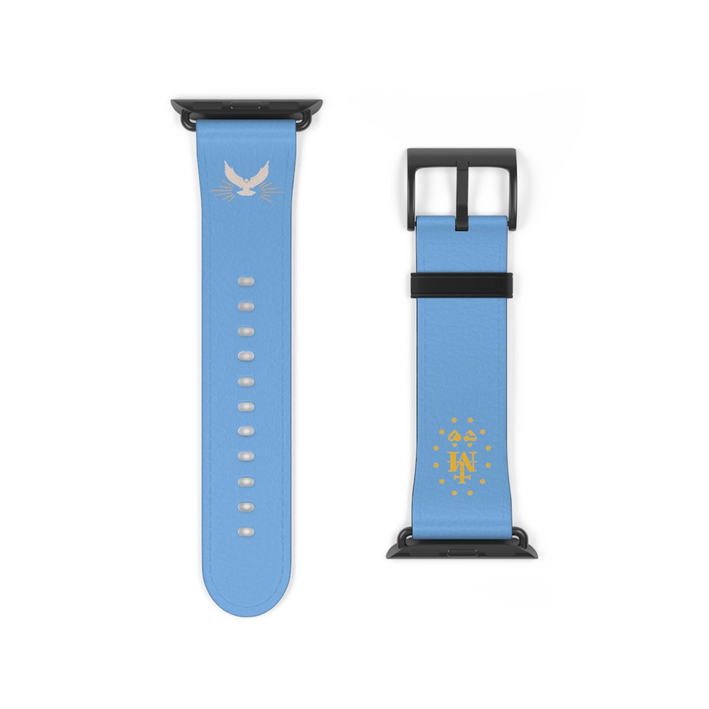 Light Blue Miraculous Medal AppleWatch Band Series 9/8/7/6/5/4/3/2/1/SE/Ultra, Apple WatchBand 38mm, Apple WatchBand 42mm, Catholic Gift