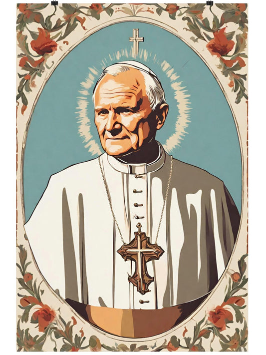 Vintage Saint John Paul II Premium Poster, Pope St JP2 Art, Retro Catholic Art, Wall Art, Vintage Catholic Gifts