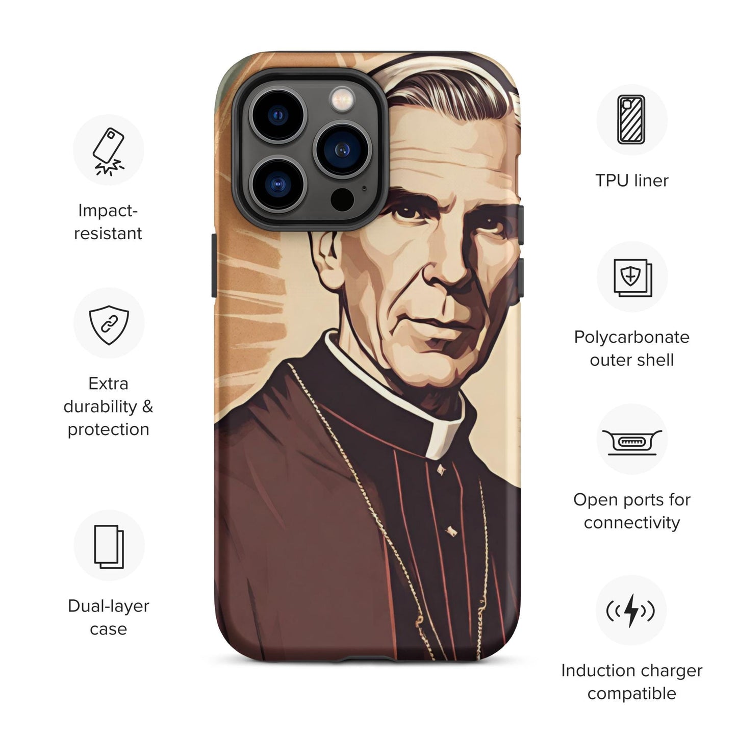 Bishop Fulton Sheen iPhone Case, Matte Tough Case for iPhone 14/15/16 All Models, Catholic Phone Case