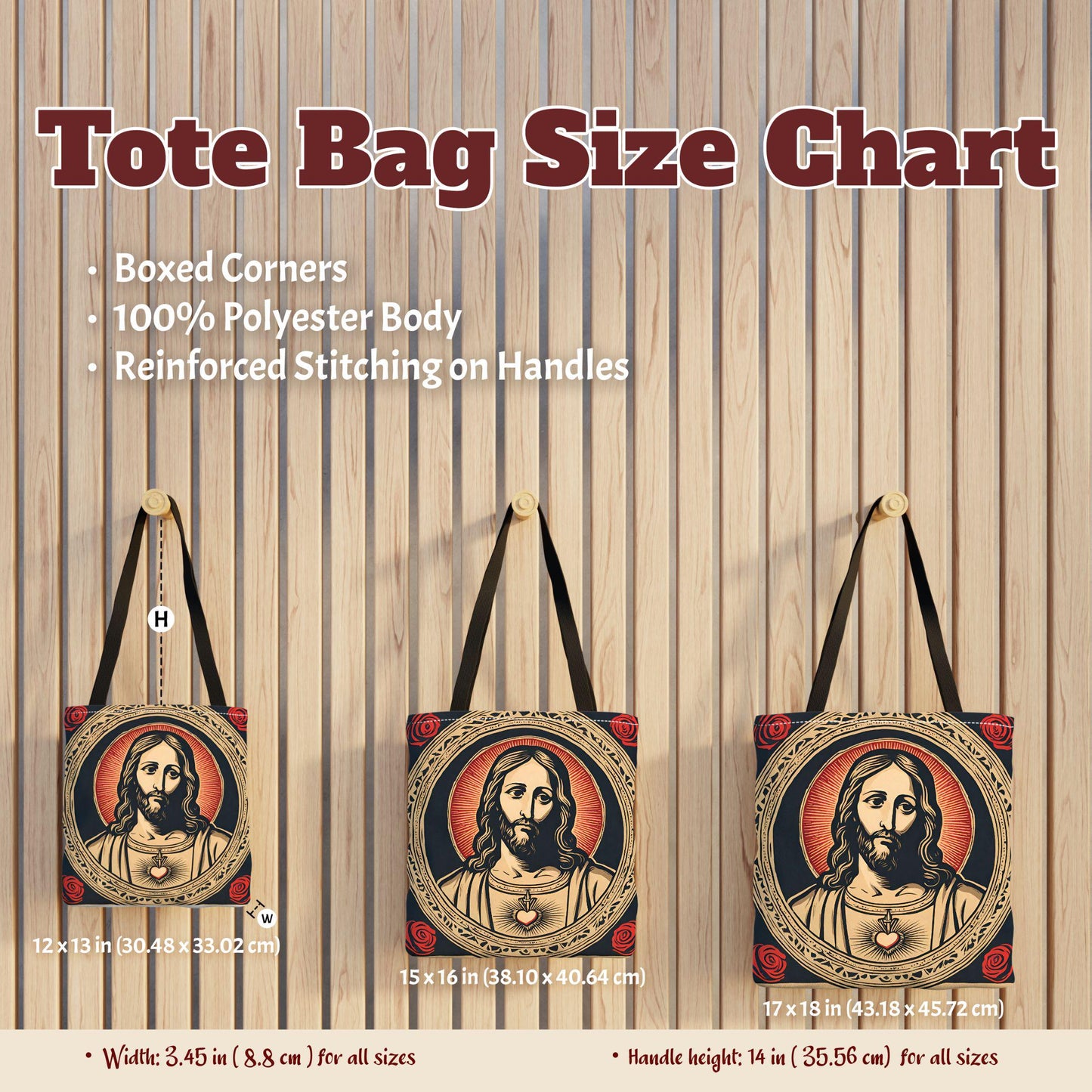 Catholic Tote Bag Sacred Heart of Jesus, Retro Catholic Totes, Sacred Heart Tote Bag, Vintage Style Daily Bag, Canvas Tote Bag