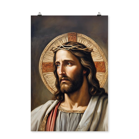 Jesus Christ Matte Poster, Jesus Crown of Thorns Art, Christian Wall Art, Catholic Posters, Jesus Art