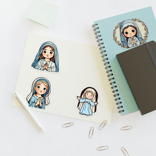 Set of 4 Virgin Mary Vinyl Stickers, Catholic Sticker Sheet for Kids, Marian Stationary, Catholic Crafts, First Communion Gifts