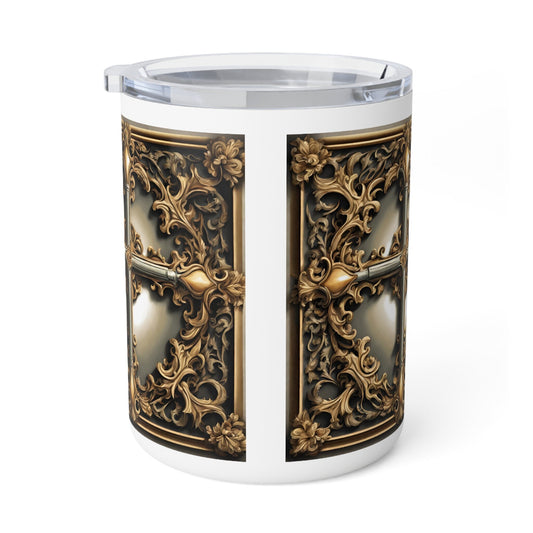 Decorative Cross Insulated Coffee Mug | 10oz | Snap-on Lid
