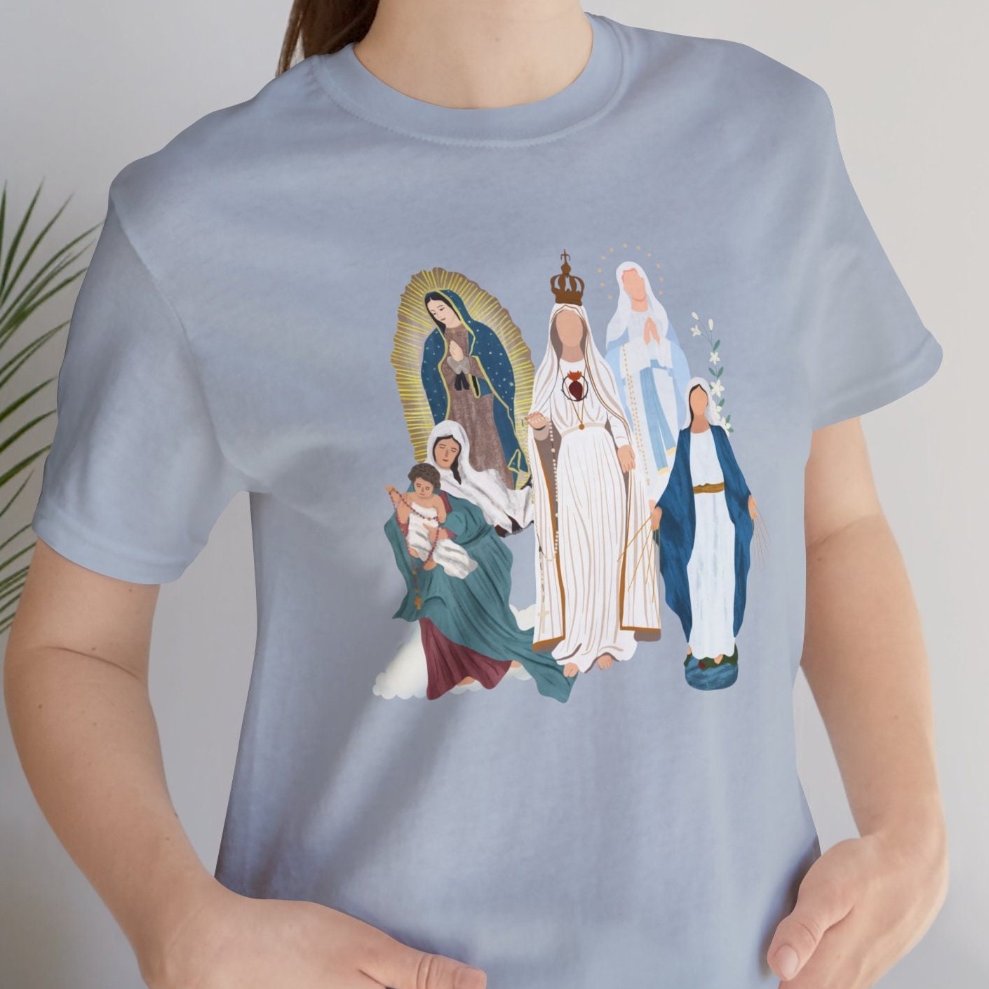Blessed Virgin Mary Tee, Marian Medley T-Shirt, Our Lady of Fatima Top, Our Lady of Guadalupe Comfy T Shirt, Catholic Gifts