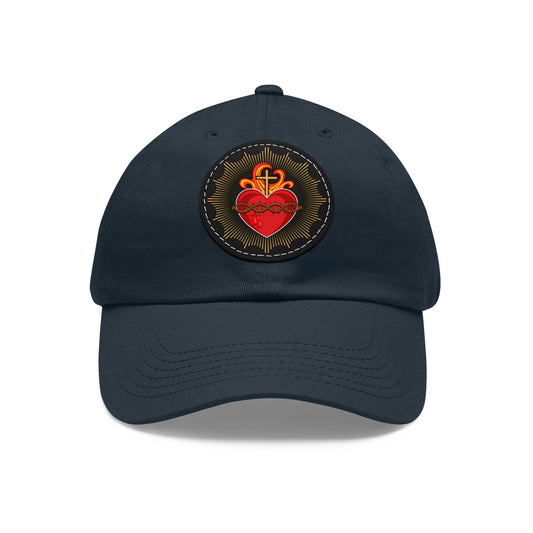 Sacred Heart of Jesus Hat, Catholic Baseball Cap, Sacred Heart Summer Ballcap with Faux Leather Patch