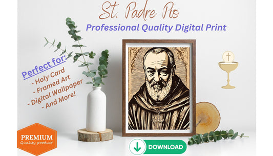 Vintage Saint Padre Pio, Printable Holy Card, Perfect for Catholic Home Decor, Instant Download, Digital File, Catholic Wall Art