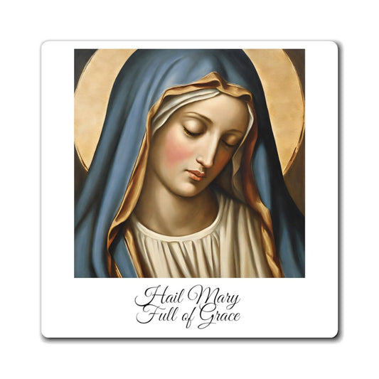 Virgin Mary Fridge Magnet, Catholic Home Decor, Marian Refridgerator Magnet, Hail Mary Full of Grace