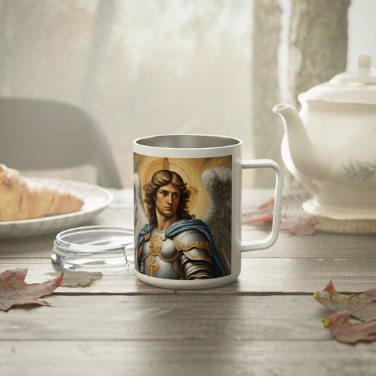 Saint Michael the Archangel Insulated Coffee Mug | 10oz | Snap-on Lid