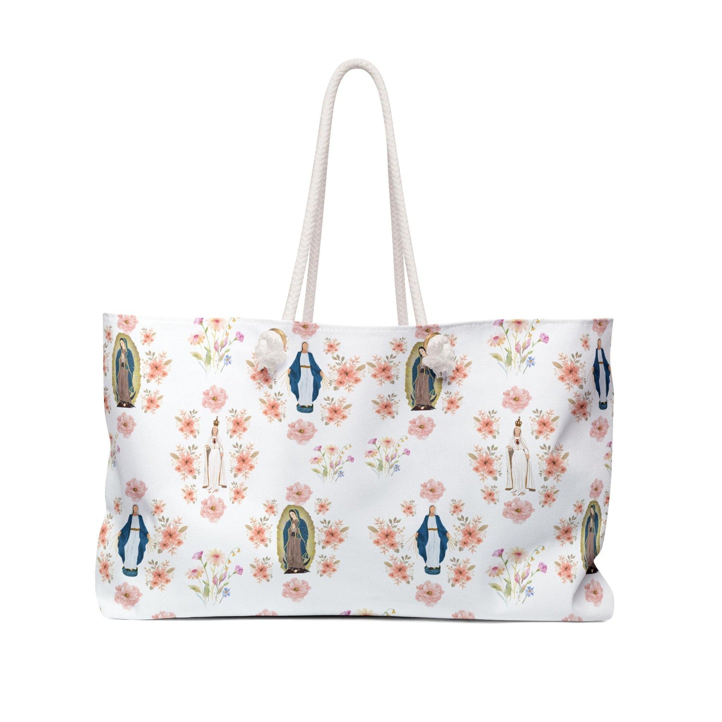 Marian Weekender Bag, Blessed Virgin Mary Travel Tote, Catholic Overnight Bag, Blessed Mother Duffle Bag, Catholic Weekend Bag