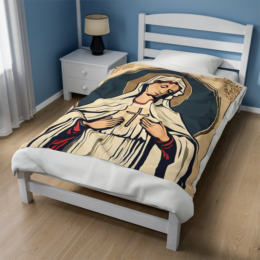 Catholic Velveteen Plush Blankets, Super Soft Adult Blankets, Unique Handmade Blankets, Virgin Mary Blankets, Mothers Day Gifts