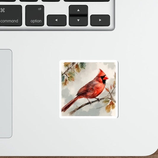 Cardinal Water Resistant Sticker, Durable and Weatherproof Sticker, Handmade Bird Sticker, Best Matte Finish Sticker, Bird Stickers