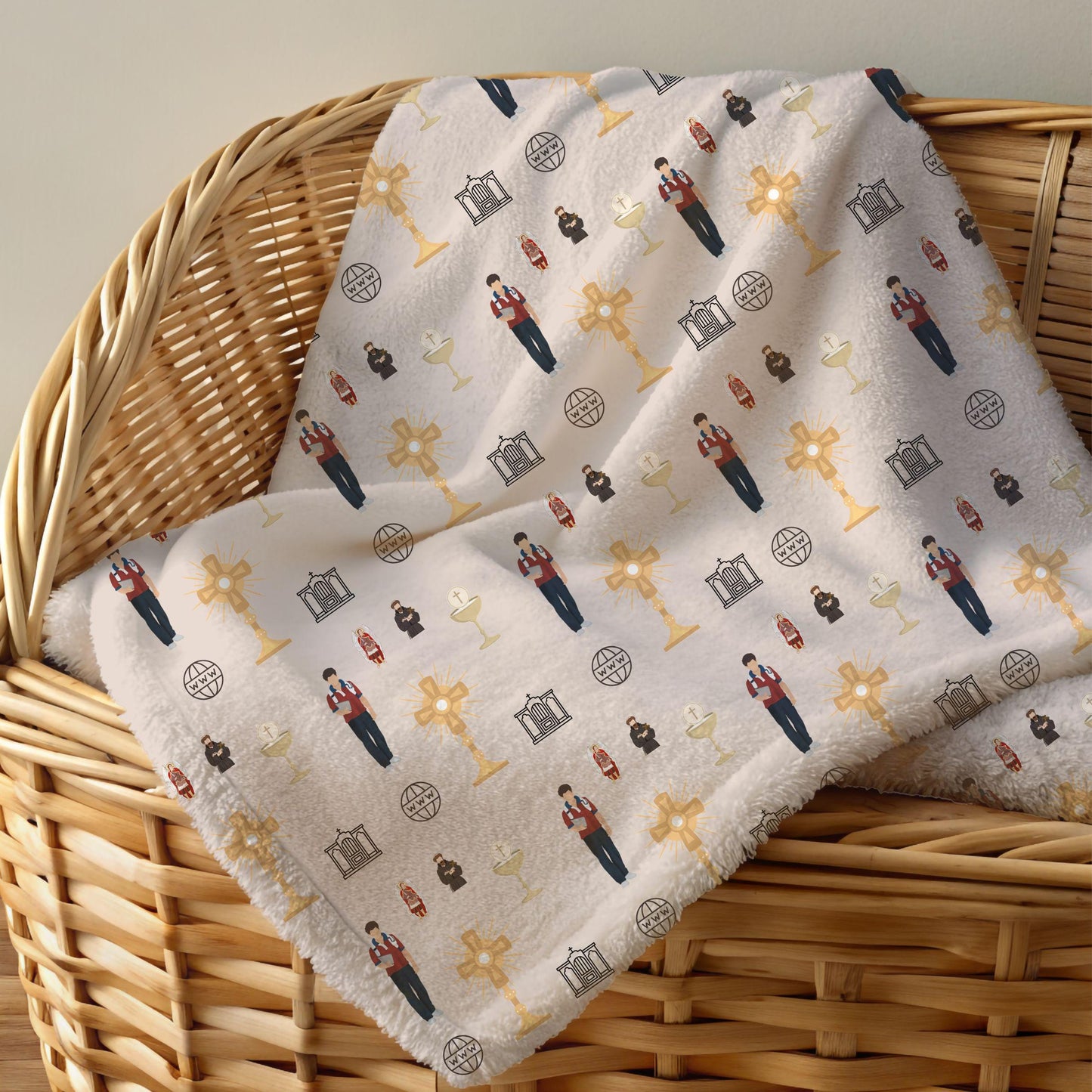 Blessed Carlo Acutis Blanket, Soft Winter Throw, Cozy Saints Blanket, Gift for Catholic Kids, Infant Wrap, Toddler Blanket