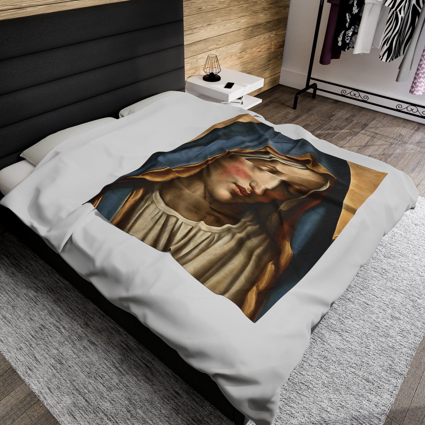 Virgin Mary Velveteen Plush Blankets, Super Soft Adult Blankets, Unique Handmade Blankets, Virgin Mary Blankets, Mothers Day Gifts