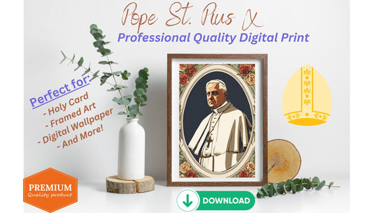 Vintage Pope Saint Pius X Catholic Art Digital Print, Religious Retro Decor, Instant Download, Digital File, Catholic Wall Art, Holy Card