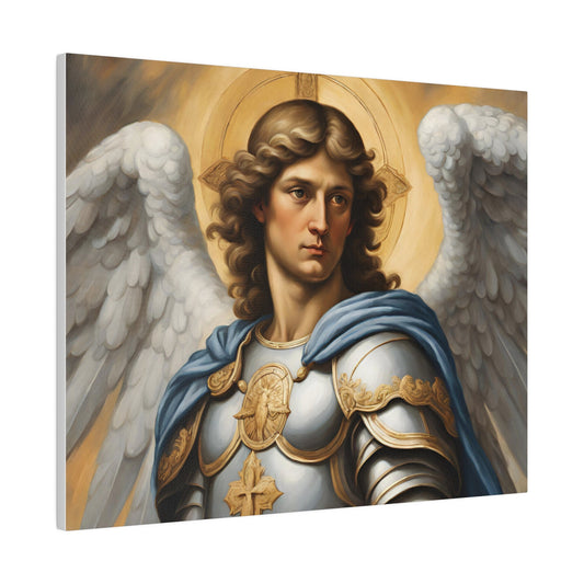 Saint Michael the Archangel Matte Canvas, Modern Wall Canvas for the Living Room, Minimalist Wall Canvas, Gallery Wrapped Canvas, Home Decor