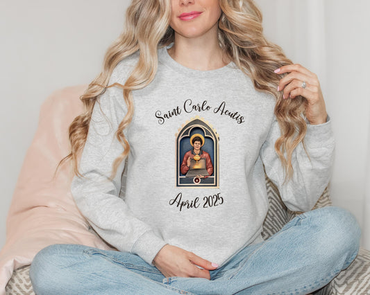 Saint Carlo Acutis Catholic Sweatshirt, Blessed Carlo Acutis Unisex Crewneck Pullover, Canonization Pilgrimage Apparel, Gift for Catholics