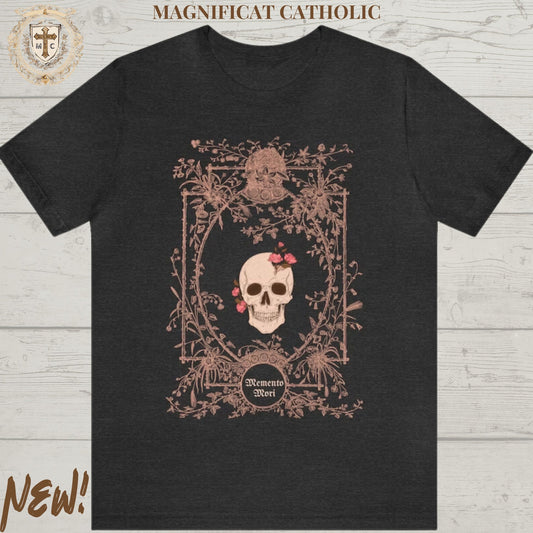 Magnificat Catholic Memento Mori Tee, Graphic Catholic T-Shirt, Skull Shirt